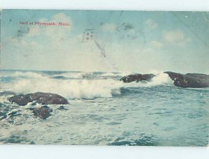 Divided-back SHORELINE SCENE Plymouth - Near Brockton Massachusetts MA AD8161