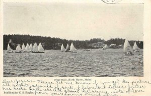 Sailboats DINGHY RACE North Haven, Maine Knox County 1907 Vintage Postcard