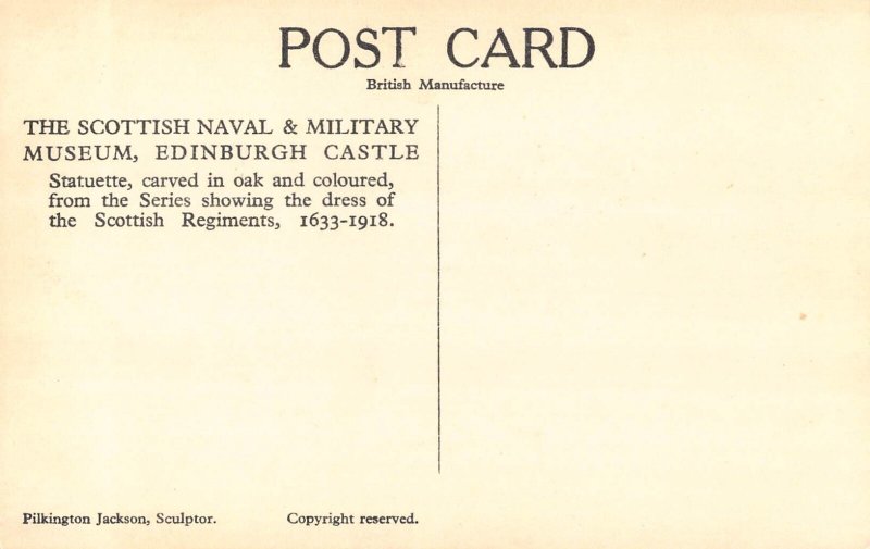 Edinburgh Castle Museum Statue Uniform Scottish Regiments Dracoons postcard