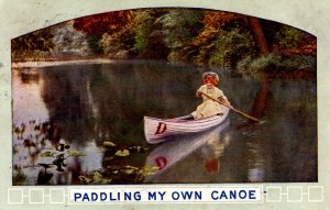 Girl in Boat - Paddling my own Canoe - in 1911