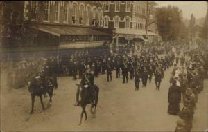 New York Parade Scene IROQUOIS ALE & BEER Sign on Awning Real Photo Postcard