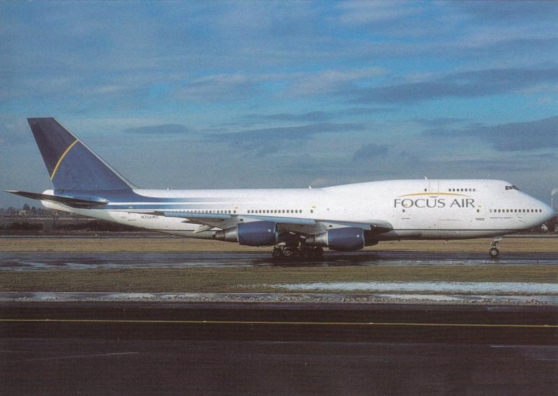 FOCUS AIR, Boeing 747-341 SF, unused Postcard