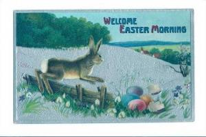 LP49  Easter Holiday,  vintage postcard, bunny rabbit, 