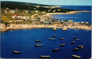 Vtg Aerial View Neils Harbour Breton Nova Scotia Canada Unused Postcard