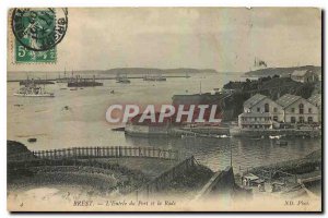 Postcard Old Brest the entrance to the harbor and the bay