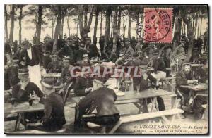 Old Postcard Ecole Saint Cyr At the camp of Chalons Lunch outdoors Army