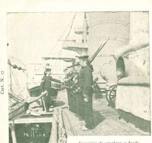 Postcard Italian Royal Navy Sailors Rifle Exercise on Battleship