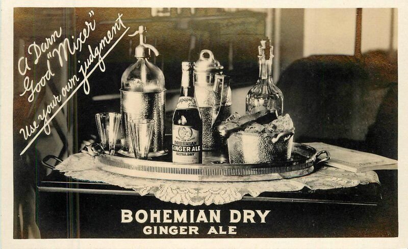 1920s Bohemian Dry Ginger Ale Interior Soda Advertising Cocktail RPPC 22-9720