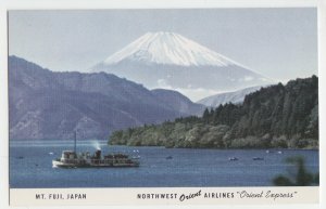 P3146 vintage postcard northwest airlines mt. fuji japan orient express