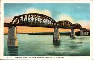 Sibley MO, Santa Fe Bridge over Missouri River Vintage Postcard H11