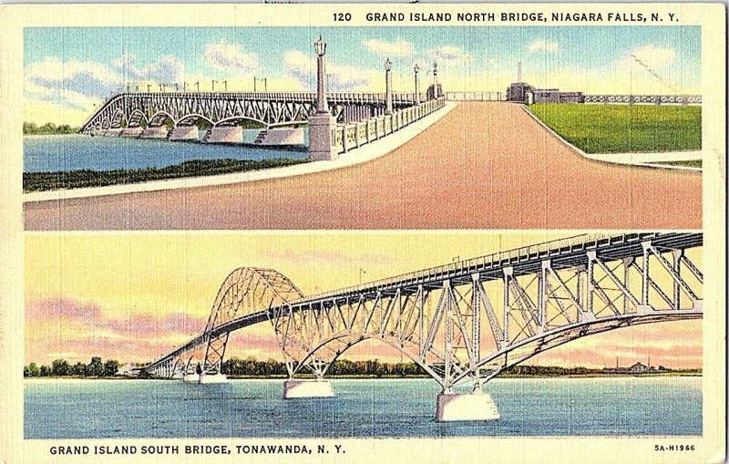 Grand Island North South Bridges Niagara Falls N. Y. Postcard Standard View Card 