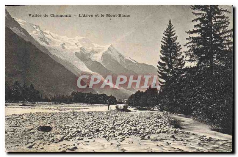 Old Postcard Chamonix Valley Arve and the Mont Blanc