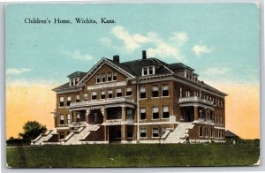 Wichita Kansas~Front of Childrens Home~Vintage Postcard
