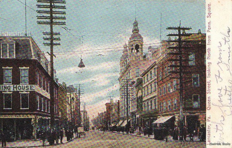 Postcard Queen Street Looking North from Penn Square Lancaster PA