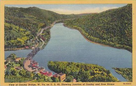 West Virginia View Of Gauley Bridge Showing Junction Of Gauley And New Rivers