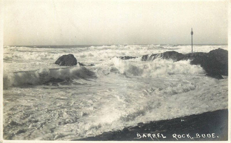 Great Britain real photo postcard England Bude, Cornwall Barrel rock 1939