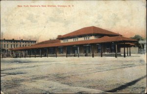 Oswego New York NY Central Railroad Train Station Depot c1910 Vintage Postcard