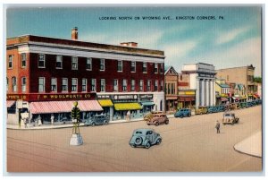 1940 Looking North on Wyoming Ave Kingston Corners Pennsylvania Vintage Postcard