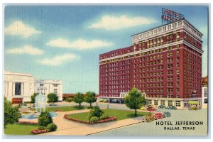 c1940's Hotel Jefferson & Restaurant Building Classic Cars Dallas Texas Postcard