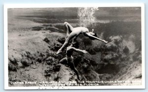 RPPC WEEKI WACHEE SPRING, Florida FL ~ MERMAIDS Water Babes c1940s  Postcard