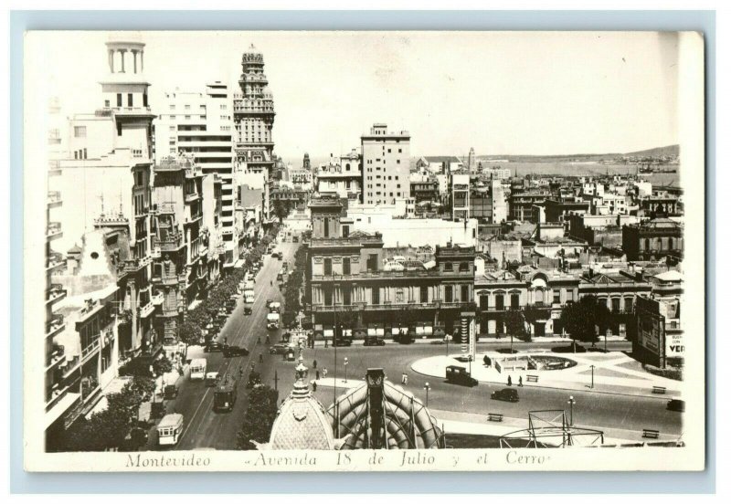 c. 1930 RPPC Downtown 18th Ave Montevideo Mexico Postcard F91