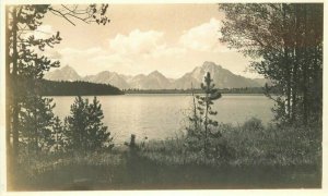 Wyoming Tetons Lake Emma Matilda 1930s RPPC Photo Postcard 22-3404