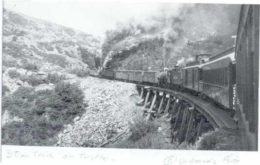 Steam Train on Trestle. White Pass & Yukon Narrow Gauge Railroad