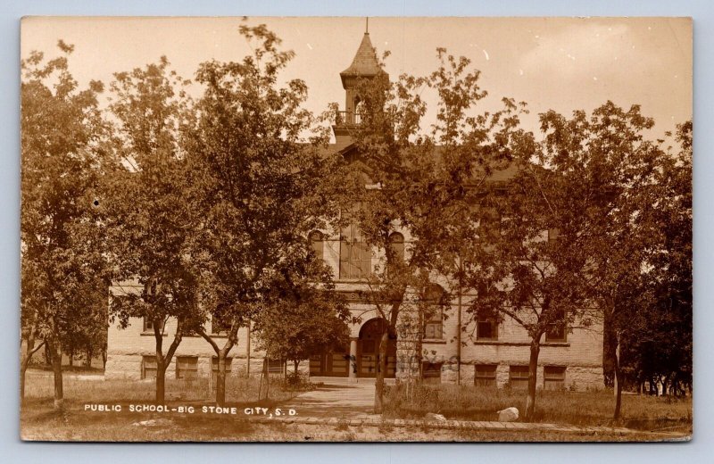 K5/ Stone City South Dakota Postcard RPPC c1910 Public School Building 340