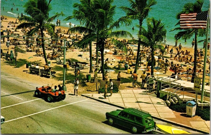 Las Olas Boulevard Atlantic Bathing Beach Ft Lauderdale FL Cars PPL Postcard UNP 