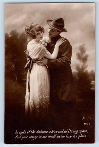 WWI Postcard RPPC Photo US Soldier Couple Romance Dancing c1910's Antique