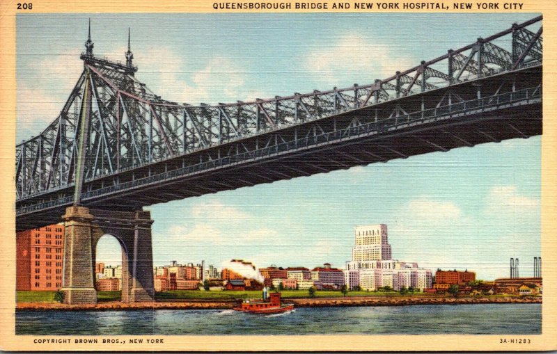 New York City Queensboro Bridge and New York Hospital Curteich