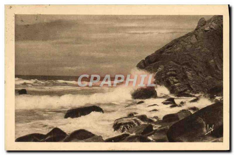 Old Postcard Presqu'ile de Quiberon 39He Rocks and port advanced Bara