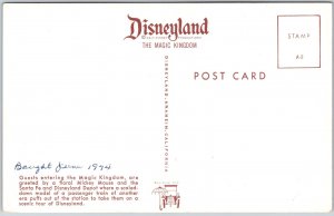 Anaheim California CA, Disneyland Entrance, Mickey Floral Display, Postcard