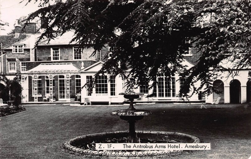 The Antrobus Arms Hotel, Amesbury, England, Early Real Photo Postcard, Unused