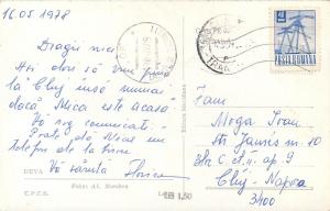 Romania Deva 1960s tinted postcard
