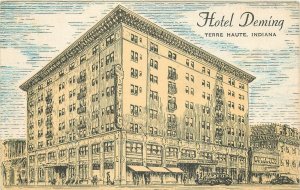 Postcard 1940s Indiana Terre Haute Hotel Deming 23-12105