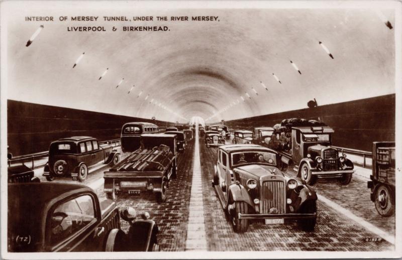 Interior of Mersey Tunnel Liverpool & Birkenhead UK Unused RPPC Postcard E18