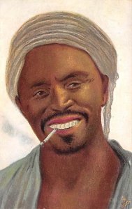 Portrait of Man Smoking Blacks Unused 