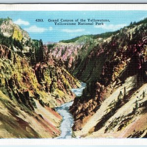 c1930s Yellowstone National Park, Wyo The Grand Canyon Early Linen Postcard A229