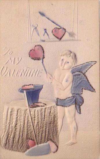 Valentine's Day Cupid With Anvil Making Hearts