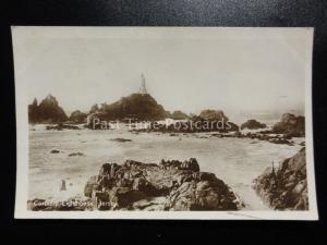 Jersey: Cordiere Lighthouse, shows causeway road to Lighthouse c1930 RP Postcard