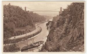 Bristol; Clifton Suspension Bridge & Paddle Steamer 31870 PPC, Unused, c 1930's