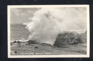 RPPC HONOLULU HAWAII THE BLOW HOLE VINTAGE REAL PHOTO POSTCARD