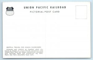 Union Pacific RAILROAD STREAMLINER Coach Passengers c1950s   Postcard