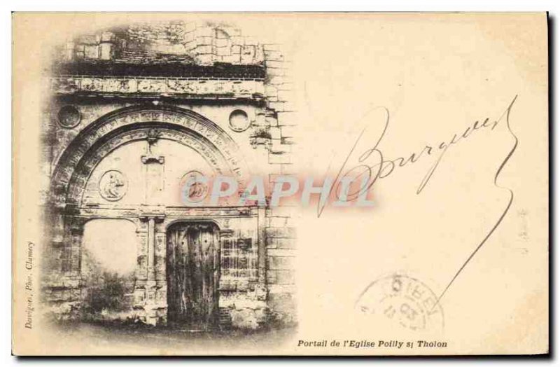 Old Postcard Portal Church Tholon Poilly