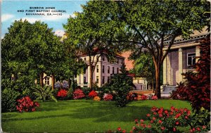 Barrow House First Baptist Church Savannah GA Georgia Postcard VTG UNP EC Kropp 