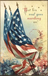 US Flags Flowers Patriotic Embossed Ellen Clapsaddle 1900s-20s PC