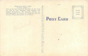 Elyria Ohio 1940s Postcard Electrical Fountain in Ely Park