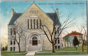 MacVicar Chapel, Washburn College, Topeka KS Vintage Postcard D60