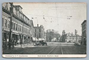 WESTBORO MA MAIN STREET 1917 ANTIQUE POSTCARD